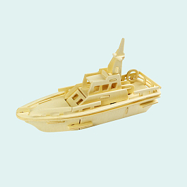 Wood Assembly Toys for Boys and Girls, 3D Puzzle Model for Kids, Patrol Boat