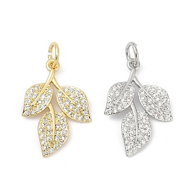Латунные микро проложить кубического циркония подвески, лист прелести, долговечный, без свинца и без кадмия, стойки покрытие, с целью перехода в кольце