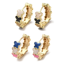 Butterfly Real 18K Gold Plated Brass Hoop Earrings, with Enamel