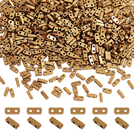 640шт. гальванизированные стеклянные бусины, 2-луночное, прямоугольные