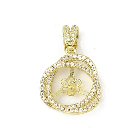 Латунные микро-паве прозрачные кубические цирконии европейские подвески-шармы, привязка поручительств, за половину пробурено бисера, кольцевые, без свинца и без кадмия, долговечный