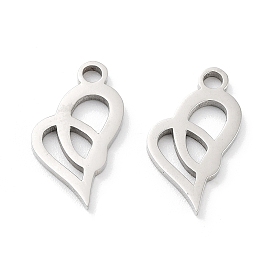 316 Surgical Stainless Steel Charms, Manual Polishing, Laser Cut, Heart Charms