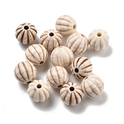 Хрустящие непрозрачные акриловые бусины, имитация бирюзовый, гофрированный круглый