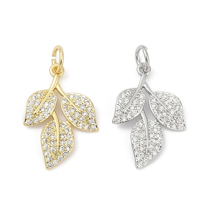Латунные микро проложить кубического циркония подвески, лист прелести, долговечный, без свинца и без кадмия, стойки покрытие, с целью перехода в кольце