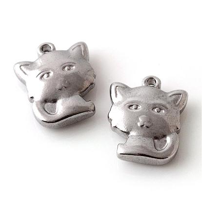 201 dijes para gatitos de acero inoxidable, forma de gato de dibujos animados