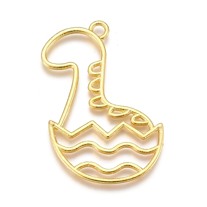 Alloy Open Back Bezel Pendants, For DIY UV Resin, Epoxy Resin, Pressed Flower Jewelry, Dinosaur