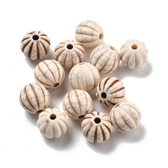 Хрустящие непрозрачные акриловые бусины, имитация бирюзовый, гофрированный круглый