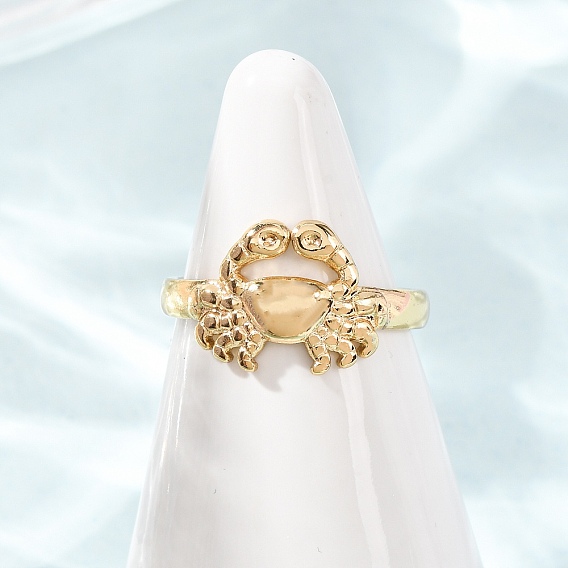 304 Stainless Steel Cuff Open Rings, Crab, Ion Plating(IP)