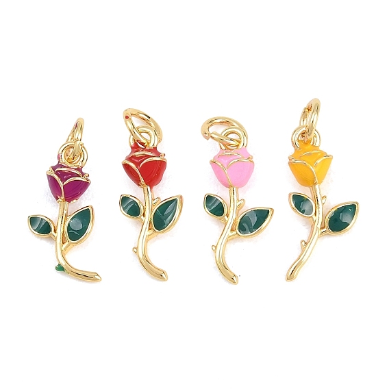 Латунные подвески, с эмалью, , реальный 18 k позолоченный, без кадмия и без свинца