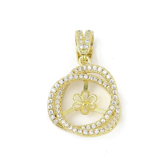 Латунные микро-паве прозрачные кубические цирконии европейские подвески-шармы, привязка поручительств, за половину пробурено бисера, кольцевые, без свинца и без кадмия, долговечный