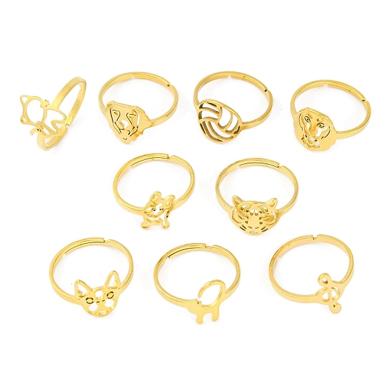 201 регулируемое кольцо из нержавеющей стали для женщин, животное/заметка/футбол