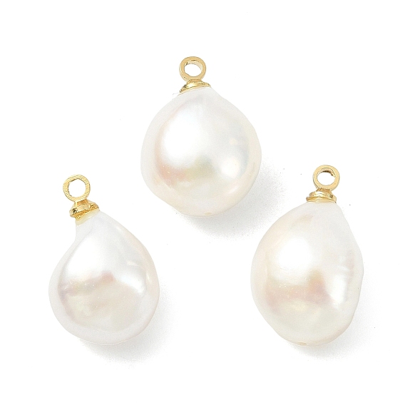 Подвески из натурального барочного жемчуга кеши, подвески в виде самородков с латунными креплениями, белые