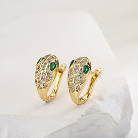 18K Gold Plated Snake Earrings with Zircon Stones for Women's Unique Style Jewelry