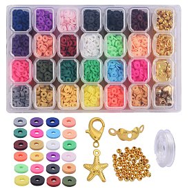 DIY Stretch Bracelets Making Kits, Including Handmade Polymer Clay & Iron & Plastic Beads, Alloy Beads & Pendants, Iron Bead Tips & Jump Rings, Zinc Alloy Lobster Claw Clasps and Elastic Crystal String