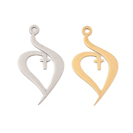 201 подвески из нержавеющей стали, лазерная резка, сердце с крестиком