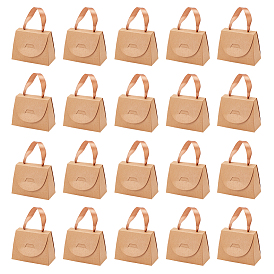 Складная подарочная коробка для конфет из крафт-бумаги, Конфетница в форме сумочки с ручкой из ленты, для свадьбы