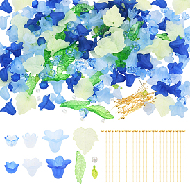 DIY Pendant Making Kits, including 400Pcs 10 Styles Leaf Acrylic Beads, 30Pcs Brass Ball Head Pins