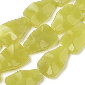 Natural Lemon Jade Beads Strands, Twist Teardrop