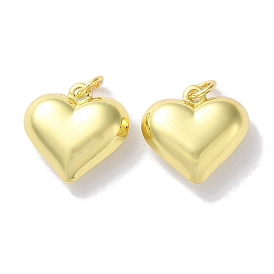 Rack Plating Brass Pendants, Long-Lasting Plated, Lead Free & Cadmium Free, Heart