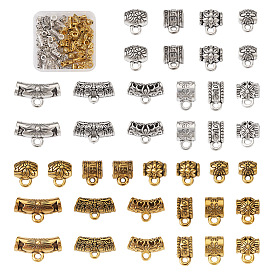 100шт 20 стиль тибетский сплав трубы поручни, петля под залог, резной цветок из тубы и бочки