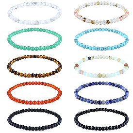 Stylish and Minimalist Tiger Eye Agate Bracelet Set for Women - 4mm Stone Beads