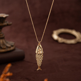 Ожерелья с подвесками из латунных микро-паве из прозрачных кубических цирконий в виде рыбок