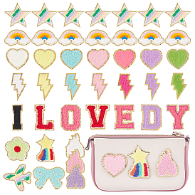 30шт 30 стили полотенце ткань компьютерная вышивка ткань приклеивание/пришивание заплатки, с задним клеем и золотым краем, аксессуары для костюма, аппликация