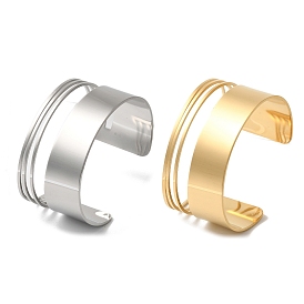 Titanium Steel Hollow Striped Open Cuff Bangles for Women