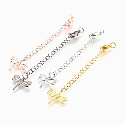 Brass Chain Extender, with Lobster Claw Clasps, Cadmium Free & Nickel Free & Lead Free, Long-Lasting Plated, Dragonfly