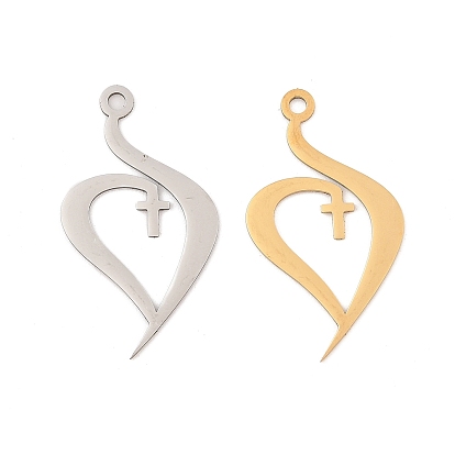 201 подвески из нержавеющей стали, лазерная резка, сердце с крестиком