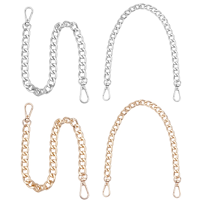 4pcs 2 couleurs chaînes gourmettes en aluminium pour sangles de sac, chaînes de portefeuille, avec fermoir pivotant