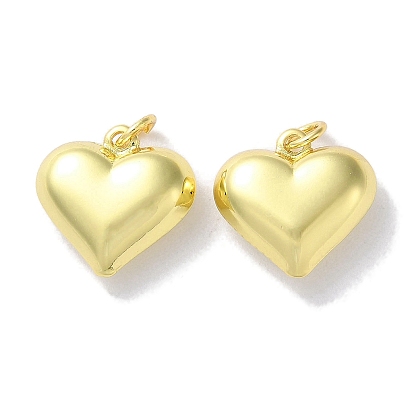 Rack Plating Brass Pendants, Long-Lasting Plated, Lead Free & Cadmium Free, Heart