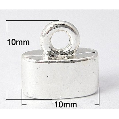 Embouts cordon / caches noeuds d'alliage, sans nickel et sans plomb, rectangle, 10x10x5mm, Trou: 2.5mm
