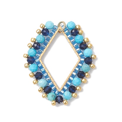 Подвески из граненых драгоценных камней и стеклянных бусин, подвески в форме ромба с 304 соединительными кольцами из нержавеющей стали, золотые