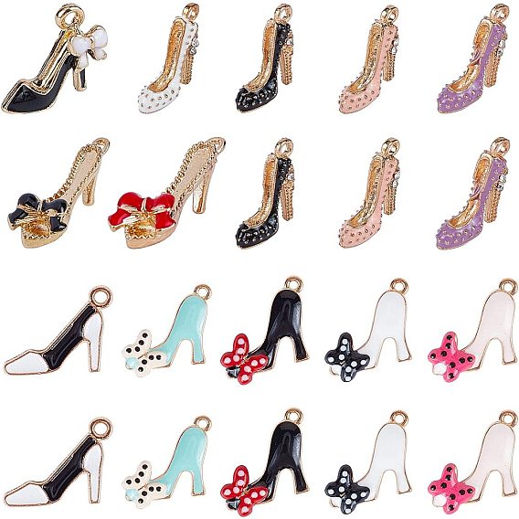 Alloy Enamel Pendants, High-heeled Shoes