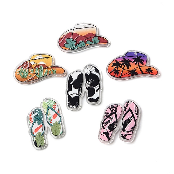 Подвески из прозрачного акрила с принтом на гавайскую тематику