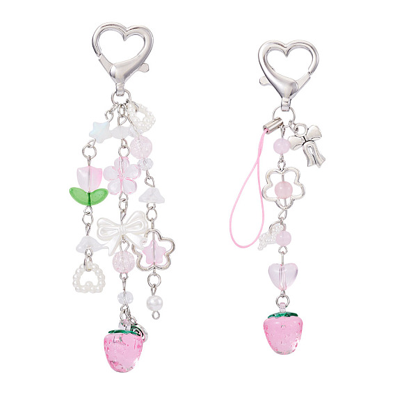 2 шт. 2 подвесные украшения в стиле лэмпворк и акрил, с результатами исследования сердца из цинкового сплава, клубника