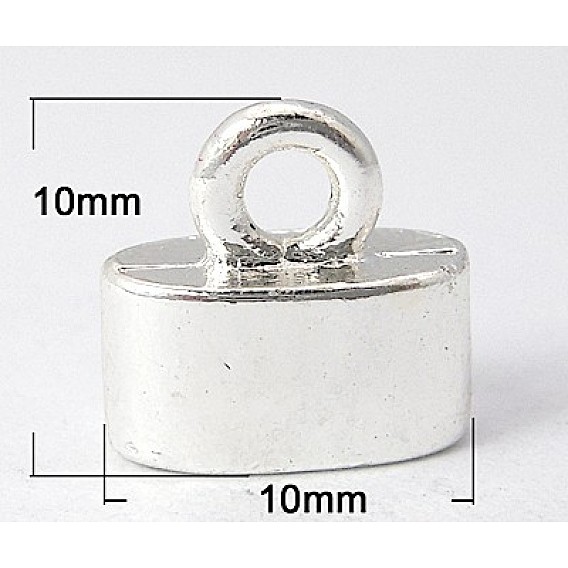 Embouts cordon / caches noeuds d'alliage, sans nickel et sans plomb, rectangle, 10x10x5mm, Trou: 2.5mm