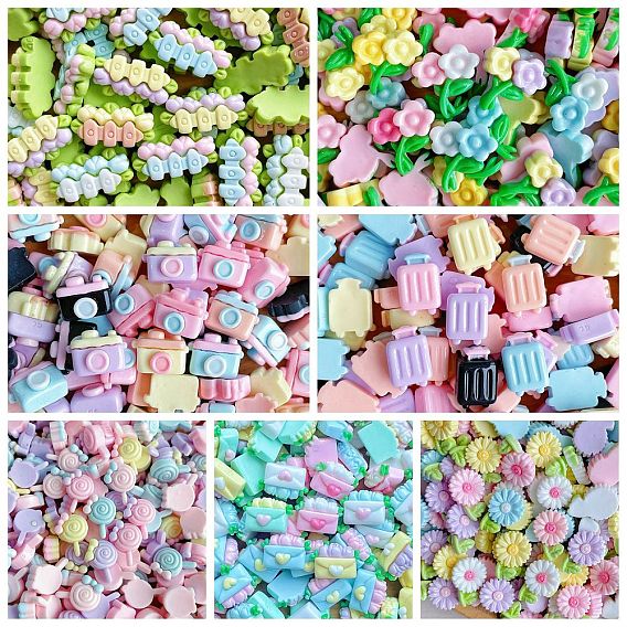 Непрозрачные кабошоны из смолы, разноцветные