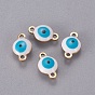 Ion Plating(IP) 304 Stainless Steel Enamel Links/Connectors, Flat Round with Evil Eye
