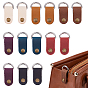 14Pcs 7 Colors Oval Cowhide Leather Pendant Decorations, with Iron Rings