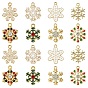 16Pcs 8 Styles Alloy Enamel with Rhinestone Pendants, Christmas, Snowflake