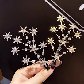 Bridal Star Hair Clip with Rhinestone Star Edge and Duckbill Clip - Forest Style