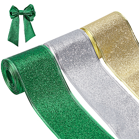 15 ярды 3 цвета блестящая полиэстеровая проволочная лента, рождественские украшения, Подарочная упаковка