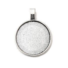 Плоские круглые тибетский стиль настройки сплава подвеска кабошон, чашки безель с краями, без кадмия и без свинца, лоток : 25 мм, 36x27x2 мм, Отверстие : 3.5x5.5 мм , около 260 шт / 1000 г