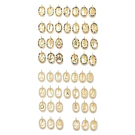 26 кулоны из латуни с микрочастицами и кубическим цирконием., без кадмия, без никеля и без свинца, овал с буквами a~z подвески, реальный 18 k позолоченный