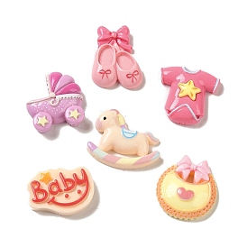 Baby Theme Opaque Resin Decoden Cabochons, Baby Stroller/Shoes/Clothes/Word/Horse/Baby Bib