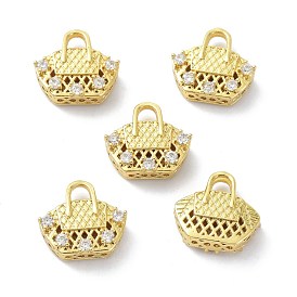 Brass Clear Cubic Zirconia Pendants, Long-Lasting Plated, Real 18K Gold Plated, Bag, Lead Free & Cadmium Free
