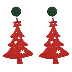 Bois de peuplier teinté sapin de noël, avec 304 résultats de boucles d'oreille en acier inoxydable et écrous en plastique