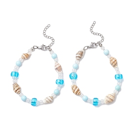 Браслеты из стеклянных, бирюзовых и ракушечных бусин для женщин, раковина